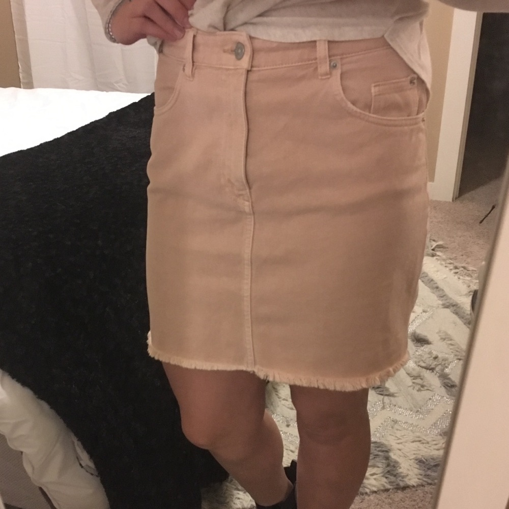Blush denim skirt